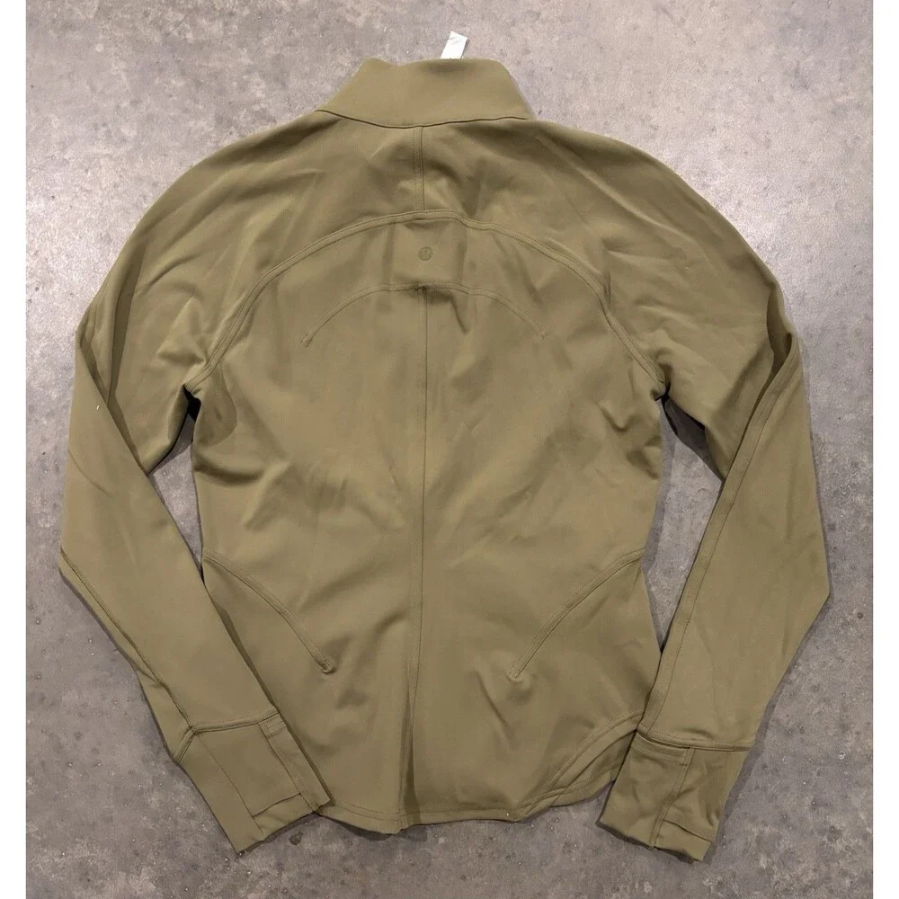 Lululemon InStill Jacket Nulu 10 Olive Green Nylon Blend Full Zip